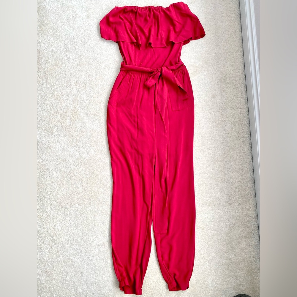 Chic Off-Shoulder Red Jumpsuit